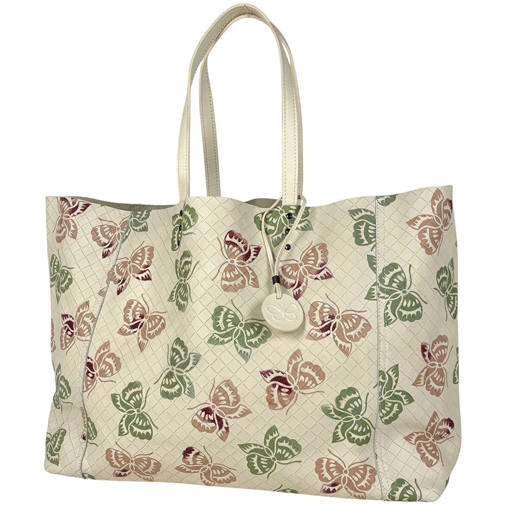 Bottega Veneta Intreccio Mirage Tote Bag Papillon Butterfly Leather Beige Cream